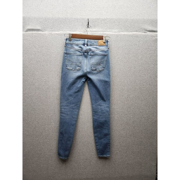 American Eagle Womens The Dream Jean Distressed Skinny Fit Blue Denim Jeans - Picture 4 of 7